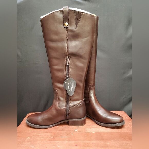 FAWNE WIDE CALF Size 6M Chocolate Leather Riding Boots I.N.C - Picture 1 of 12